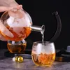 Outils de bar Carafe à whisky Globe Aérateur de vin Ensemble de verre Crâne de voilier à l'intérieur du cristal avec support en bois fin Liqueur pour tasse de vodka 230621