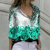 Kvinnor Bluses Woman's Shirts Superior Quality Spring/Summer Long Sleeve Floral Print Fashion Ladies Tops Shirt Drop WLBRW021102