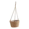 Planters Pots Hanging Planter Straw Rope Woven Wall Hanging Plant Storage Basket Flower Pot Hanger For Wall Decoration Countyard Garden R230621