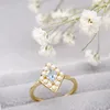 Cluster Rings LAMOON Wedding Ring Women Accessories Natural Topaz Sterling Silver K Gold Plated Luxury Bijoux Fine Jewelry Party RI023