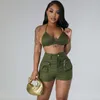 Survêtements pour femmes Znaiml Sexy Summer Bra Crop Top Et Poches Cargo Shorts 2 Pièces Ensembles Pour Femmes Beach Party Club Outfit En Survêtement