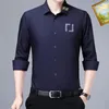 Classic mens casual shirts designer shirts fashion long sleeved lapel double letter solid color men business office commuting versatile polo tee men clothing