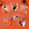 New 50/100Pcs Halloween Plastic Candy Cookies Bag Self Adhesive Snack Gift Wrap Bag Halloween Party Decorations Kids Gift 10x10cm