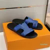 Luxury Summer Sandals Shoes Calfskin Leather Men Slippers Slip On Beach Slide Flats Boy's Thongs Cut-out Flip Flops Casual Walking EU38-46 BOX