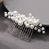 Pearls Hair Comb Tiaras Handmade Pearl Hair Accessories for Women Wedding Bride Bridesmaid Hair Ornaments Headpiece