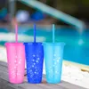 Water Bottles 700ml Reusable Flash Powder Water Bottle With Straws Lid Plastic Personalized Drinkware Coffee Drinking Cup Outdoor Portable Mug 230620