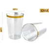 Cake Tools 75 50pack 12oz Gold Plastic Cups Premium Rimmade engångs tumlar för eleganta bröllop Trevliga firande 230620