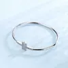 Bracelet double T plaqué argent TFF pour femmes, marque originale, incrusté de diamants, tempérament simple, ouvert, bijoux