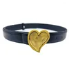 Belts Versatile PU Belt Jean Waistband Y2K-Style Vintage Heart Buckle For Hip Hop Bands Player Country Girls