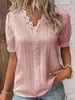 T-shirts pour femmes femmes été hauts Crochet dentelle t-shirts Sexy Vintage à manches courtes volants 5XL lâche décontracté Befree Boho