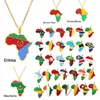 Colliers pendentif carte afrique collier en acier inoxydable pour femmes hommes gouttes d'huile côte d'ivoire Rwanda egypte ouganda bijoux