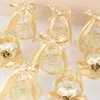 Ny 1/5st mini metall guld tinplatta fågelbur godis lådor bröllop gynnar presentförpackning för gäster födelsedagsfest dekoration baby shower