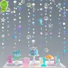 Nya iriserande sjöjungfru födelsedagsbannrar under havet som hänger dekorationer Starfish Jellyfish Paper Garlands Baby Shower Girl Girl Girl Girl