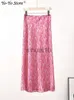 スカートファッションサテン縞模様のプリントスカート女性2023新しいピンクのAラインスカート女性春夏気質エレガントな女性スカートJ230621
