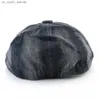 غسول القماش الدنيم بيريتس للرجال أزياء الخريف أزياء Newsboy Caps Retro Male Artist Flat Flat Flated Hat Men Men Spring Casual Boina L230523