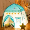 Leksakstält barn prinsessor slott tält 1,3 m rosa blå barn lek hus bärbara inomhus utomhus teepee folding tält baby playhouse 230620