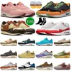 2021 Nike Air Max 1 Atacado Atmos 1 87 Sapatos ao ar livre Mens Womens Elephant Anniversary Royal Daisy Pack Triple Black Designer Sneaker 36-45