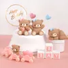 New Baby Bear Cake Toppers Kids 1st Birthday Cake Decoration Cupcake Topper Ornament Boy Girl Forniture per feste di compleanno Baby Shower