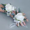 Dekorativa blommor Mori Wedding Bride and Groom Corsage Celebration Gästsyster, dvs. handledsblomma simulering brosch