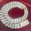 necklace moissanite chain Custom Hip Hop Luxury Necklace Handmade 15mm18mm Width Vvs d Moissanite Diamond Cuban Link Chain