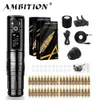 Machine à tatouer Ambition Storm Wand KIT Stylo rotatif sans fil Moteur à entraînement direct sans noyau Batterie au lithium 2400mAh pour artiste 230620