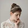 Copricapo O347 Vintage Floral Lady Fairy Crystal Wedding Hairband Accessori per capelli fatti a mano Copricapo da sposa in oro