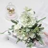 말린 꽃 흰색 인공 모란 실크 동백 웨딩 파티 홈 정원 장식 크리스마스 가짜 공예 화환 용품