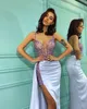 Sexy Lavender Prom Dresses Sequins Spaghetti Evening Gowns Slit Pleats Formal Red Carpet Long Special Occasion dress