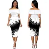 Casual Dresses Elegant Party Print For Women 2023 Peplum Slash Neck Bodycon Robes Ruffle Off Shouder High Waist Formal Occasion Gowns