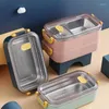 Servis uppsättningar Lunch Box Double Layer Studentlådor Rostfritt stål Isolering Bento Lagringsbehållare för barn Fresh-Keeping