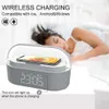 Mini haut-parleurs Radio réveil numérique sans fil réglable LED veilleuse Bluetooth haut-parleur USB haut-parleurs sans fil pour chambre à coucher