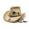 Cloches cowboyhattar för kvinnor och män Strawgirl Caps Pentagram Skeleton 56-58cm Western Spring and Summer Beach Curved Brim NZ0070 230620