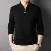 Mäns T-skjortor Autumn High-End Stand Collar Long Sleeve T-shirt Men's Korean Fashion Pressure Printing Semi dragkedja Pullover Casual Wear
