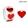 New 300Pcs/roll Sparkle Heart Stickers Red Love Scrapbooking Adhesive Sticker for Valentines Day Wedding Gift Box Bag Decoration 1''