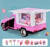 Voiture RC lumière électrique musique télécommande dessert voiture chariot de décrochage à quatre voies simulation de maison de jeu pour enfants jouet de voiture de crème glacée