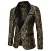 Abiti da uomo Blazer Gold Jacquard Bronzing ass Abito floreale Mens Single Button Jacket Abito da sposa Party Stage Cantante Costume 221010