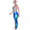 Dames Jumpsuits Rompertjes Doury Tie Dyed Jumpsuits Vrouwen Vetersluiting Halterhals Backless Romper voor Dames Zomer Club Outfit Holle Onregelmatige Catsuits 230620