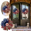 Decorative Flowers Fourth Of July Wreaths Patriotic American 20" Christmas Wreath Lights For Outdoor Battery Timer