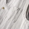 Men's Tank Tops Casual Men Loose Linen Cotton Vest Japanese Retro Sold Color Multiple Pockets Workwear Sleeveless Top V-neck For Male 230620