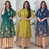 Ethnische Kleidung Abaya für Frauen Mode Mesh Stickerei Kleid mit Quaste Splice Chiffon Plissee Muslim Dubai Marokko Robe