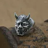 Cluster Ringe FNJ Punk Ghost Ring 925 Silber Schmuck Mode S925 Sterling Thail Für Männer Einstellbare Größe 8,5-11 Bague