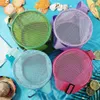 Mesh Beach Bag For Kids Toy Organizer Net Zipper Justerbar axelband förvaring Pouch Child Shell Collecing Bag Round Bucket