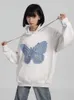 Mens Hoodies Sweatshirts American Retro Denim Yama Kelebek Kadın Sokak Giyim Sonbahar Harajuku Günlük Uzun Kollu Tüm Maç Çift Sweatshirt 230620