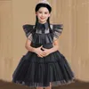 Robes fille 1-6 ans fête d'anniversaire moelleux maille Tutu robe Halloween carnaval noir soirée filles irrégulière princesse mariage