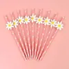 Nowe 10/20/30pcs Daisy Flower Paper Słomka do dyspozycji do picia słomy na przyjęcie urodzinowe Dekoracja ślubna Baby Shower