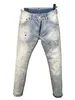 Herrenjeans, Denim, zerrissene Jeans für Männer, Skinny, gebrochener Italien-Stil, Loch, Fahrrad, Motorrad, Rock, Revival, Hose321o