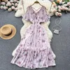 Casual Dresses Printed Bandage Streetwear Sexy Romantic Elegant French Vintage Women Party Female V Neck A Line Beach Style Y2K Dress