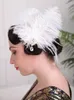 Hair Clips Wedding Accessories White Feathers Headdress Rhinestone Headpieces Women Party Fascinator Headband Clip For Bride