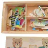 Ciała dla lalek Partie 1 zestaw edukacyjny układanka puzzli drewniana zabawka zwierząt Zmiana odzieży Niedźwiedź 230621