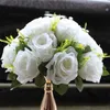 Dried Flowers 26CM Silk White Artificial Rose Ball Stage Road Lead Flower Centerpieces for Tables Bouquet DIY Wedding Home Arrangement
